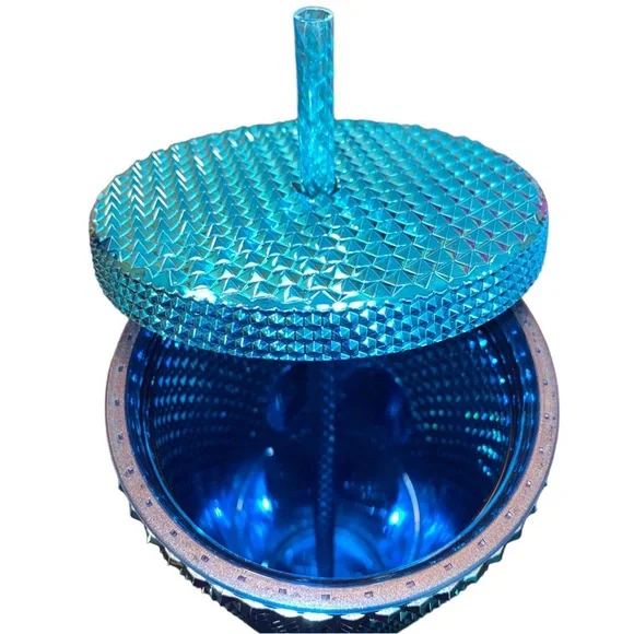 NEW Starbucks 24oz Teal Chrome Studded Venti Tumbler NWT - Picture 6 of 11